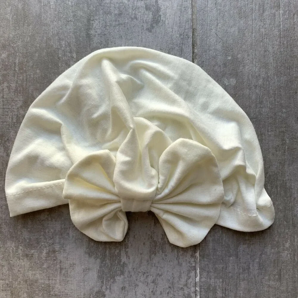 Los Angeles Boutique Ivory Beige Turban Bow Boho Hat Cap NEW One Size Baby Girl